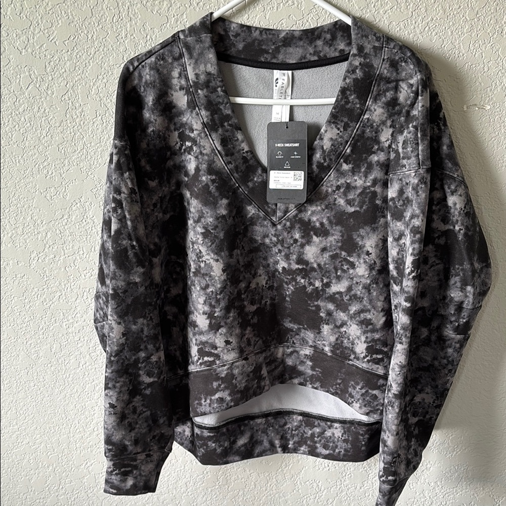 Fabletics Black and Gray V-Neck Sweatshirt